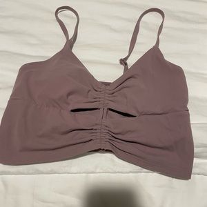 Grey-Purple Drawstring Sports Bra -Athleta